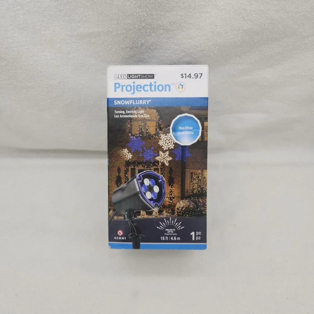 Lights Gemmy Snowflurry Projection Lightshow LED Blue White Snowflakes Christmas